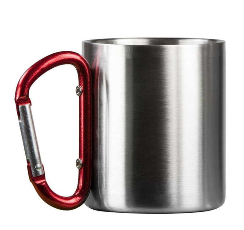 Portable Stainless Steel Cup for Camping Traveling Outdoor Cup with Handle Carabiner Climbing Backpacking Hiking Cups 200Ml