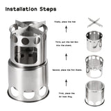 Portable Camping Stove Combo Wood Burning Stainless Steel Stove and Cooking Pot Set for Outdoor Backpacking Fishing Hiking