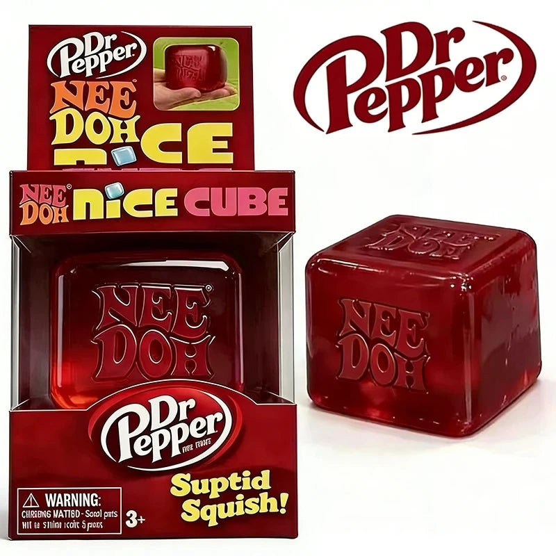 &Dr Pepper X Needoh Nice Cube Squishy Stress Relief Toy, Soft Squeeze Fidget Cube for Kids & Adults, Anxiety Relief Sensory Toy