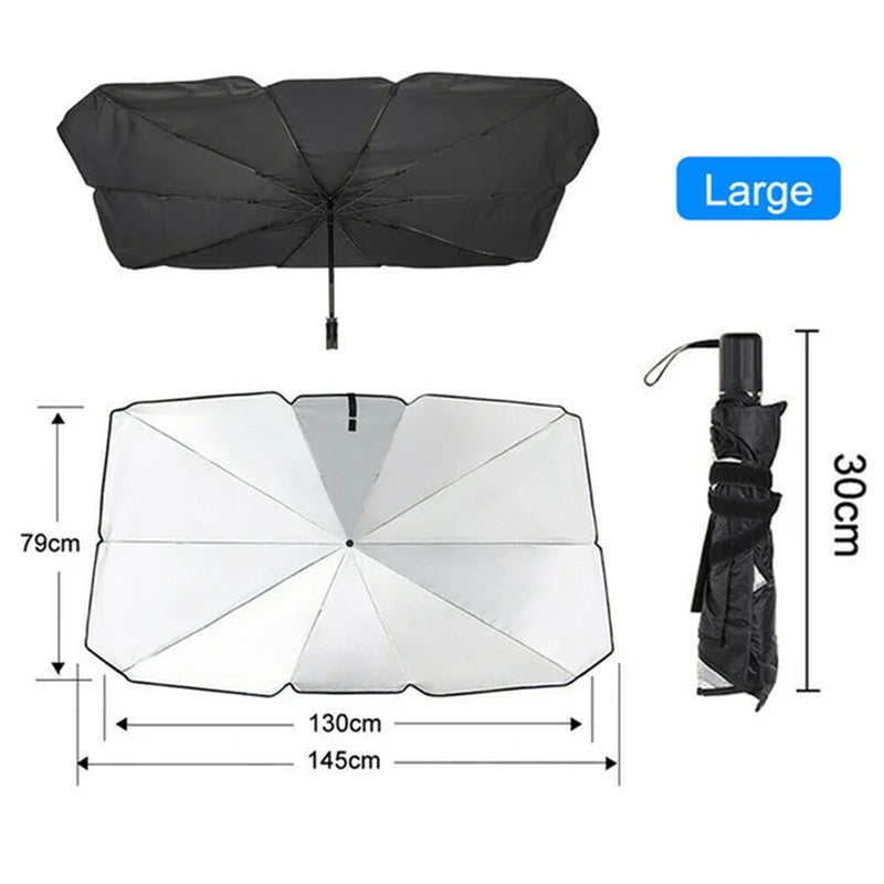 Car Sunshade Umbrella-Style Front Glass Sunshade Sunscreen Heat Insulation Cloth Car Windshield Sunshade Car Umbrella Shade