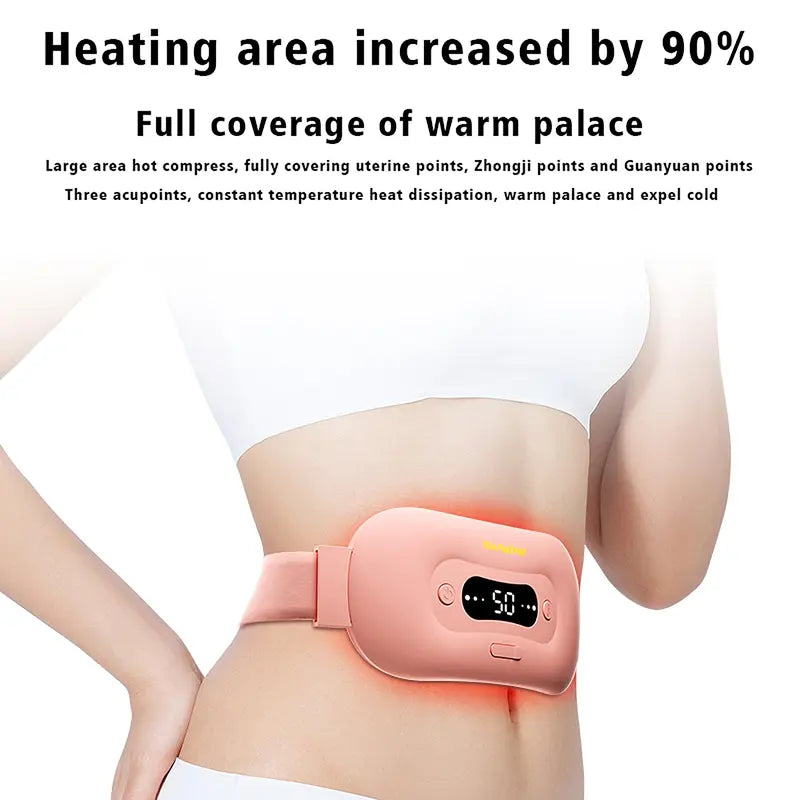 Noaging Women Menstruation Vibration Belly Massage Hot Compress Warm Palace Belt Heating Waist Belt Comfort Pink