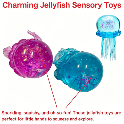 Nee Doh Jellyfish & Cube Squish Toy, Soft Jelly Squeeze Stress Relief Fidget Toy, Sensory Needoh for Kids & Adults