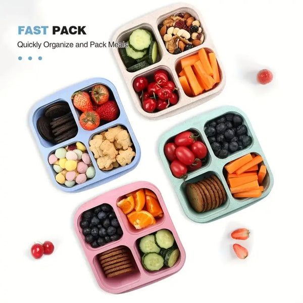 4-Grid Reusable Snack & Meal Prep Containers