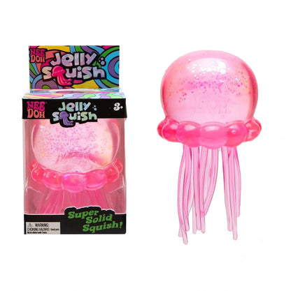 Nee Doh Jellyfish & Cube Squish Toy, Soft Jelly Squeeze Stress Relief Fidget Toy, Sensory Needoh for Kids & Adults