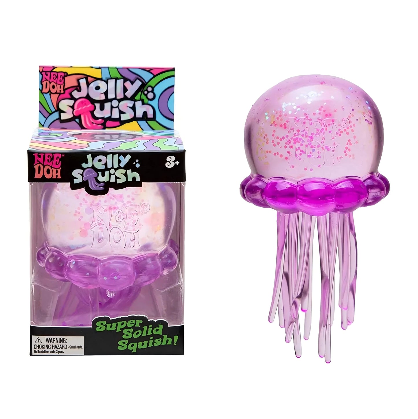 Nee Doh Jellyfish & Cube Squish Toy, Soft Jelly Squeeze Stress Relief Fidget Toy, Sensory Needoh for Kids & Adults
