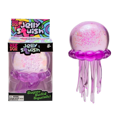 Nee Doh Jellyfish & Cube Squish Toy, Soft Jelly Squeeze Stress Relief Fidget Toy, Sensory Needoh for Kids & Adults