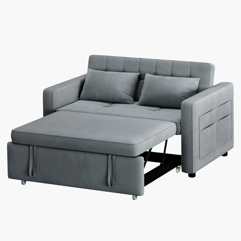 Convertible Velvet Futon: 3-in-1 Sofa Bed with Pockets