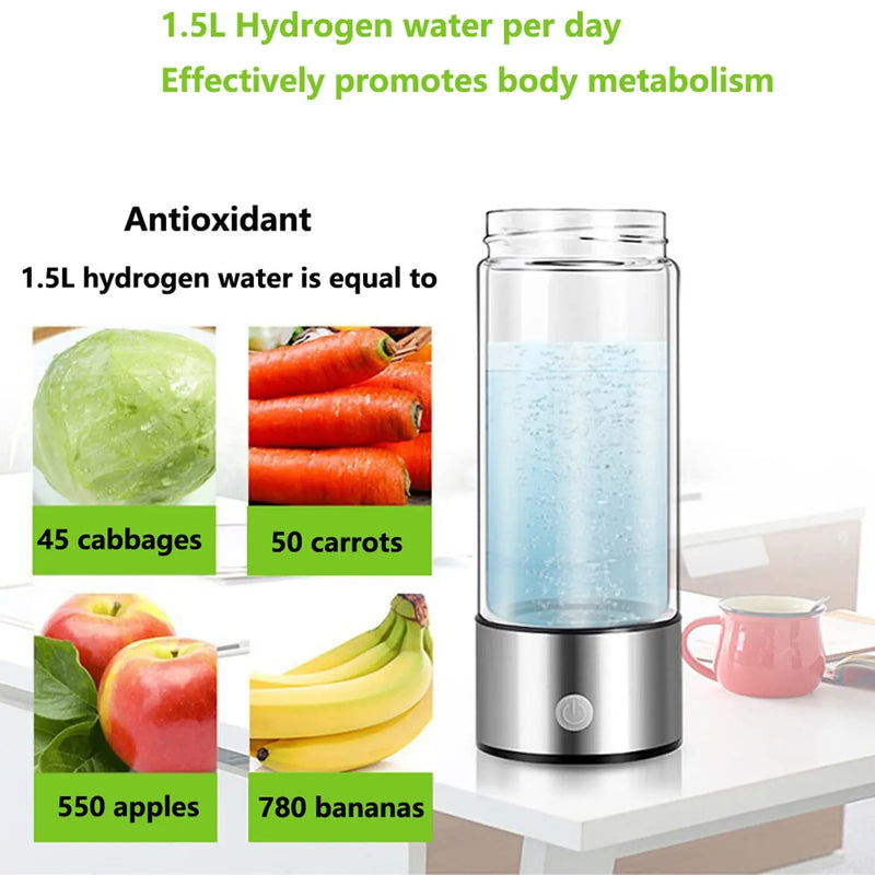 420ml Hydrogen-Rich Water Cup Electric Hydrogen Rich Water Generator Bottle Titanium Quality Filter Portable Antioxidant