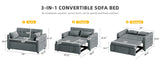 Convertible Velvet Futon: 3-in-1 Sofa Bed with Pockets