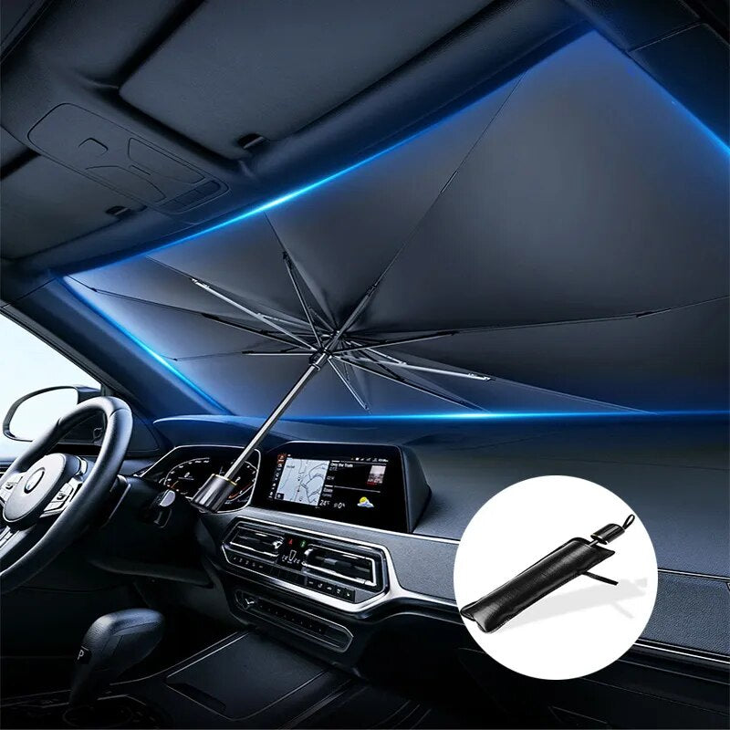 Car Sunshade Umbrella-Style Front Glass Sunshade Sunscreen Heat Insulation Cloth Car Windshield Sunshade Car Umbrella Shade