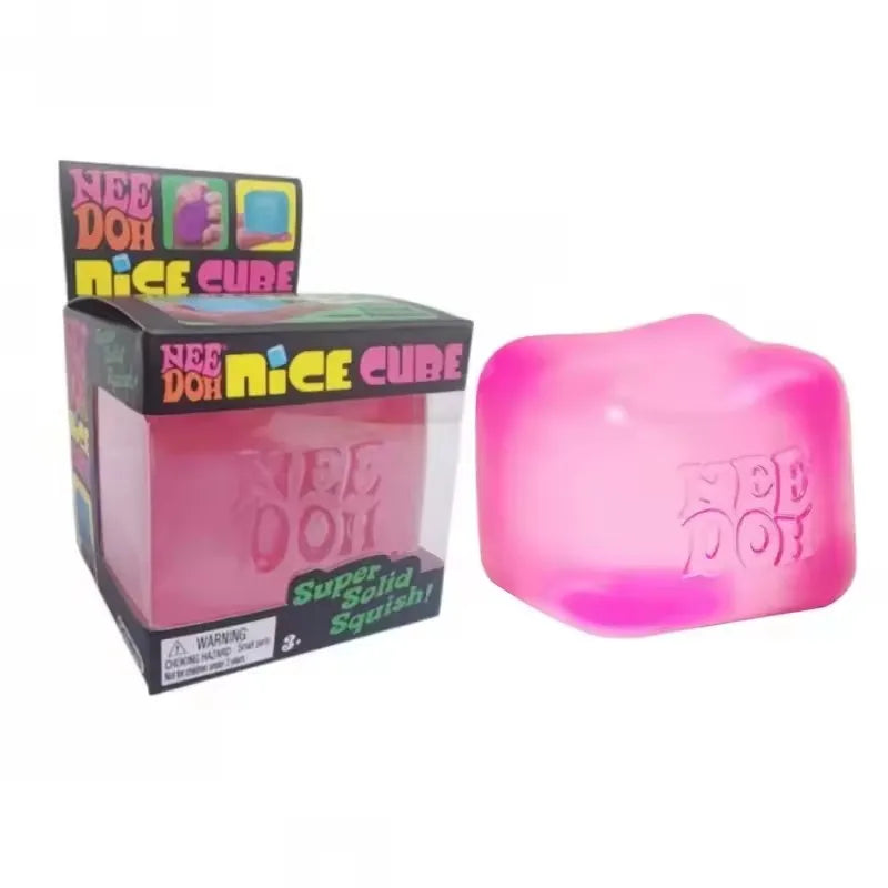 Nee Doh Jellyfish & Cube Squish Toy, Soft Jelly Squeeze Stress Relief Fidget Toy, Sensory Needoh for Kids & Adults