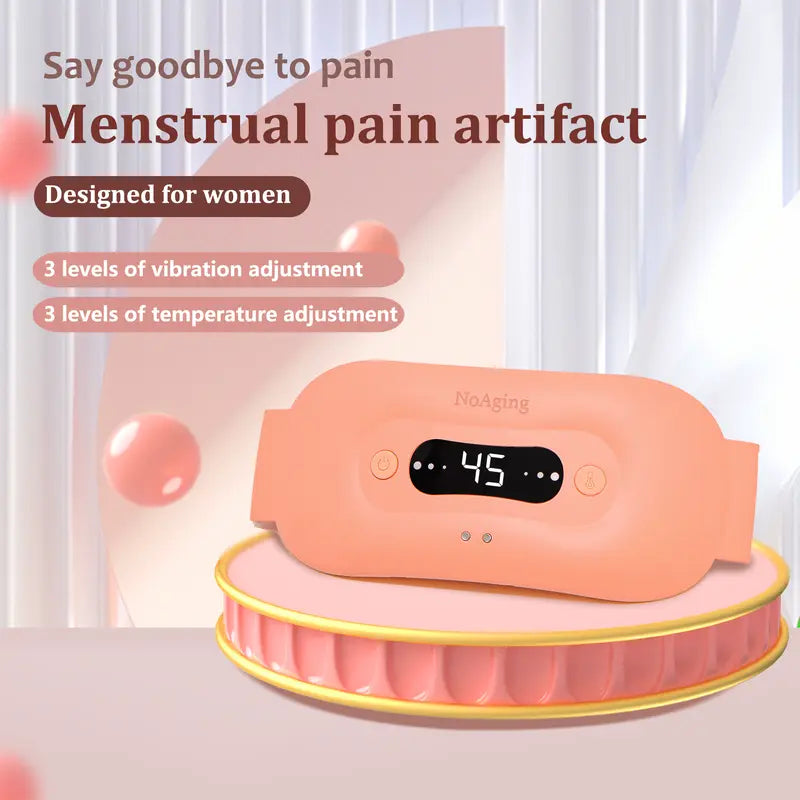 Noaging Women Menstruation Vibration Belly Massage Hot Compress Warm Palace Belt Heating Waist Belt Comfort Pink