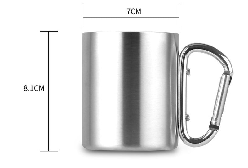 Portable Stainless Steel Cup for Camping Traveling Outdoor Cup with Handle Carabiner Climbing Backpacking Hiking Cups 200Ml