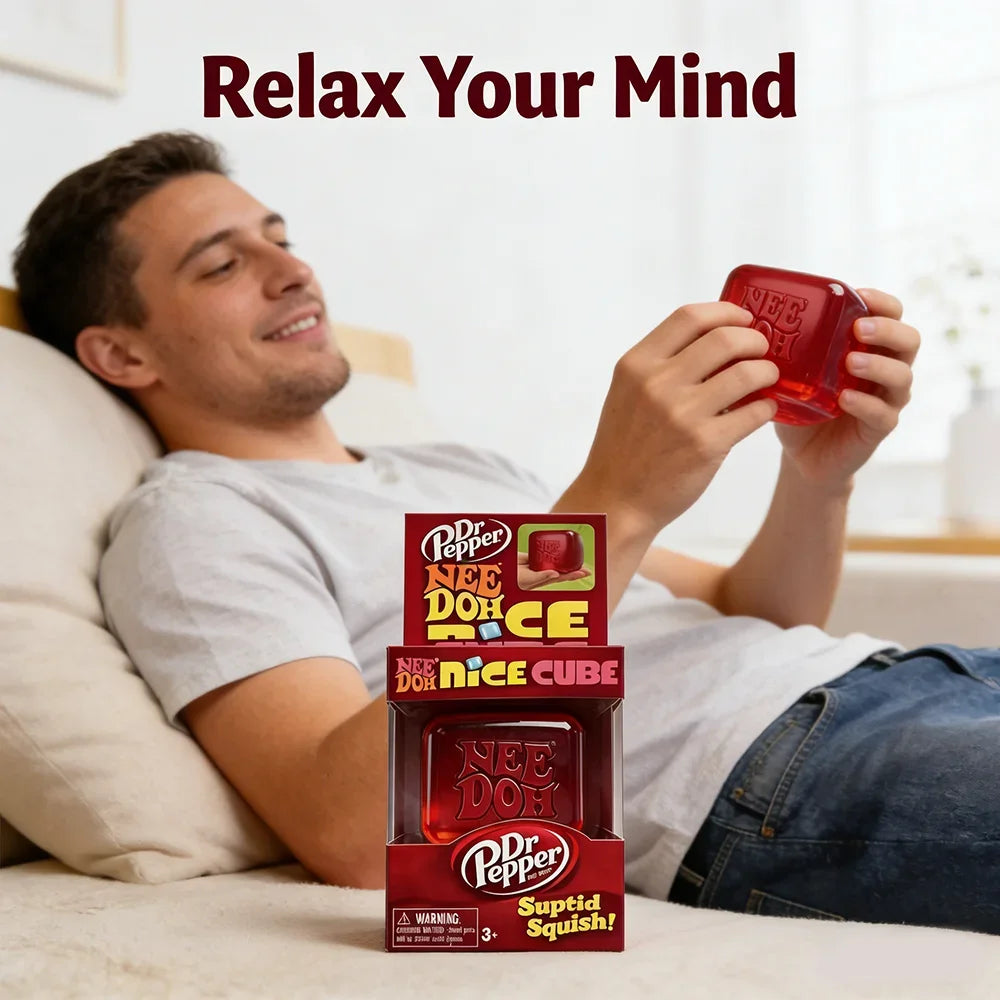&Dr Pepper X Needoh Nice Cube Squishy Stress Relief Toy, Soft Squeeze Fidget Cube for Kids & Adults, Anxiety Relief Sensory Toy