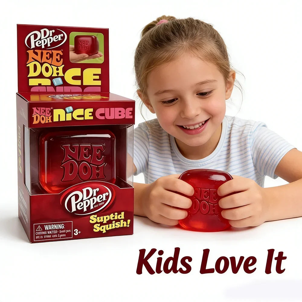 &Dr Pepper X Needoh Nice Cube Squishy Stress Relief Toy, Soft Squeeze Fidget Cube for Kids & Adults, Anxiety Relief Sensory Toy
