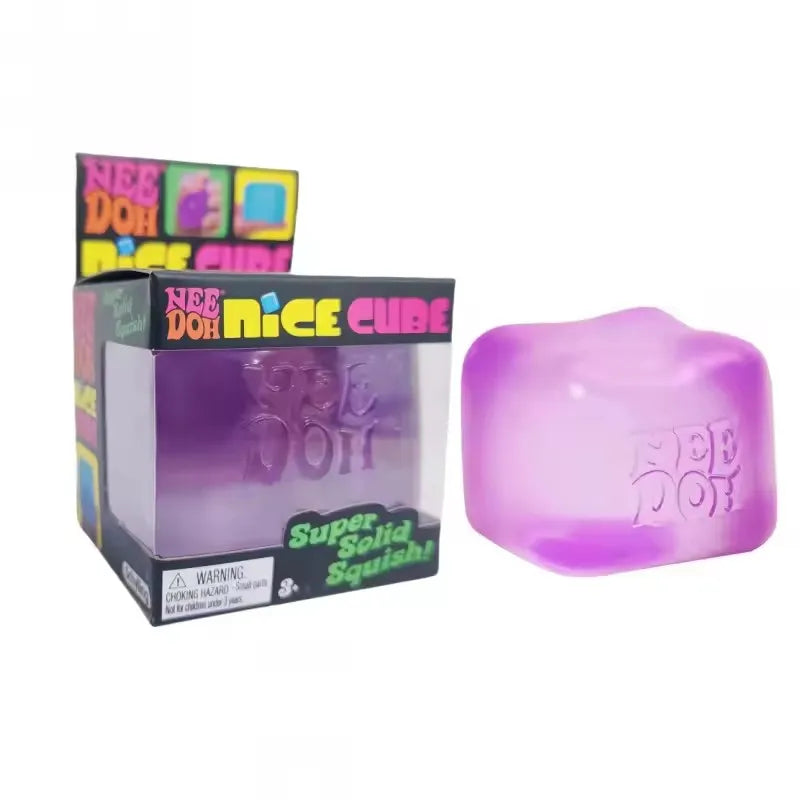 Nee Doh Jellyfish & Cube Squish Toy, Soft Jelly Squeeze Stress Relief Fidget Toy, Sensory Needoh for Kids & Adults