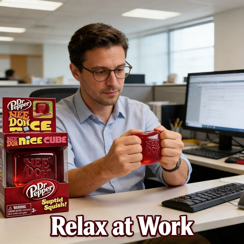 &Dr Pepper X Needoh Nice Cube Squishy Stress Relief Toy, Soft Squeeze Fidget Cube for Kids & Adults, Anxiety Relief Sensory Toy